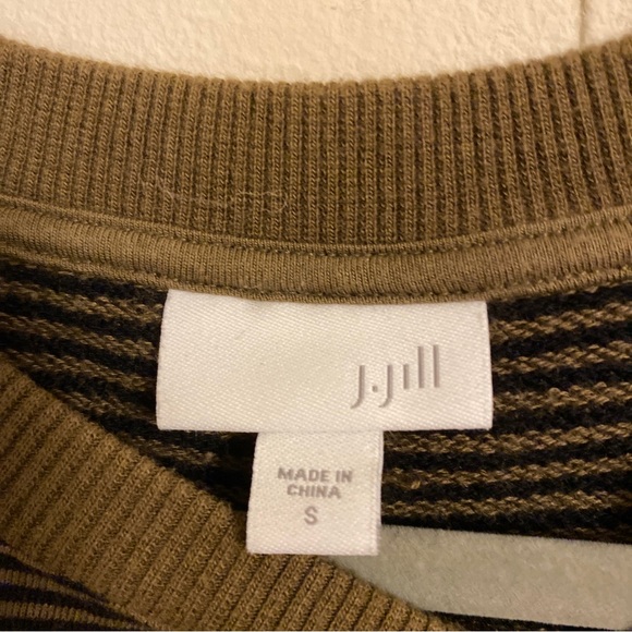 J. Jill Sweater Dress Olive Green Black Stripe Long Sleeve Crew Neck Size Small - Picture 3 of 6
